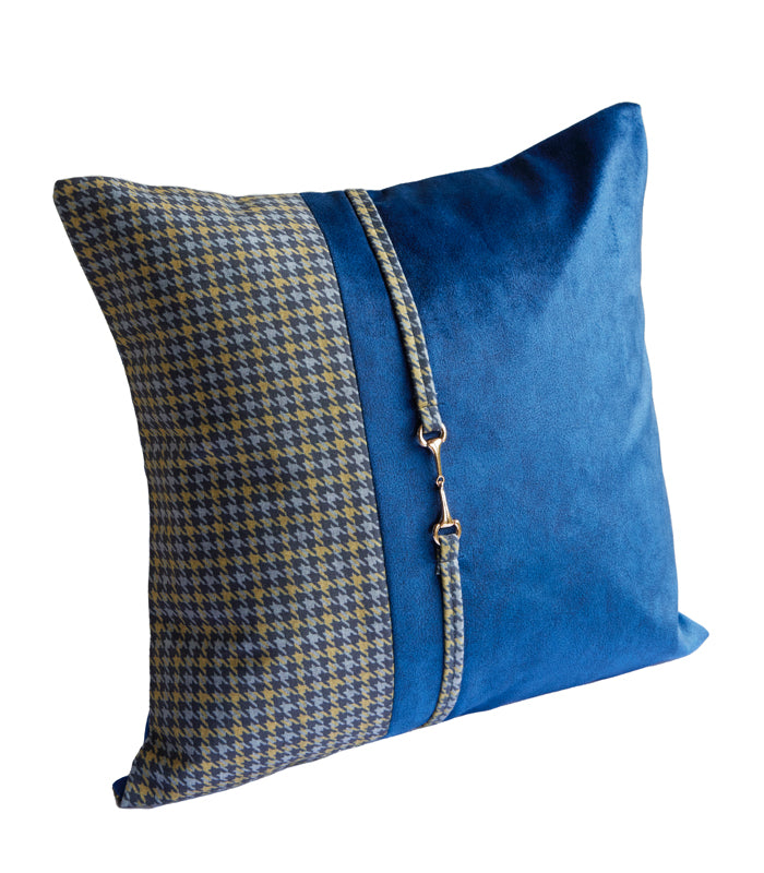 Prussian Houndstooth Square Cushion Cover