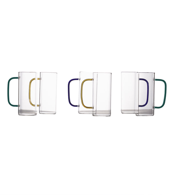 Rainbow Square Tall Mug Glasses - Set of 6