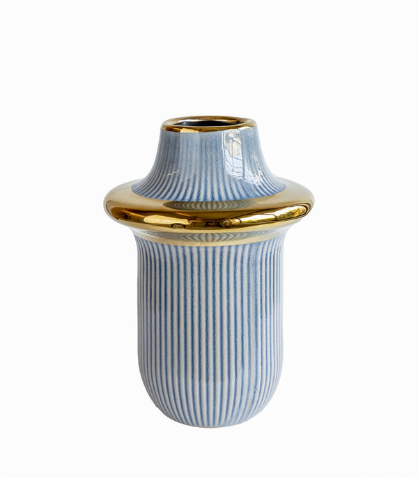 Rib Ring Blue Vase