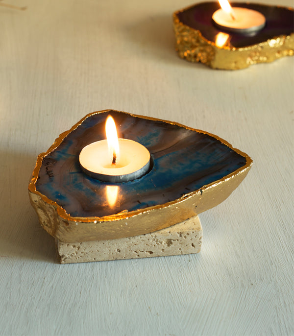 Sapphire Agate Tealight Holder