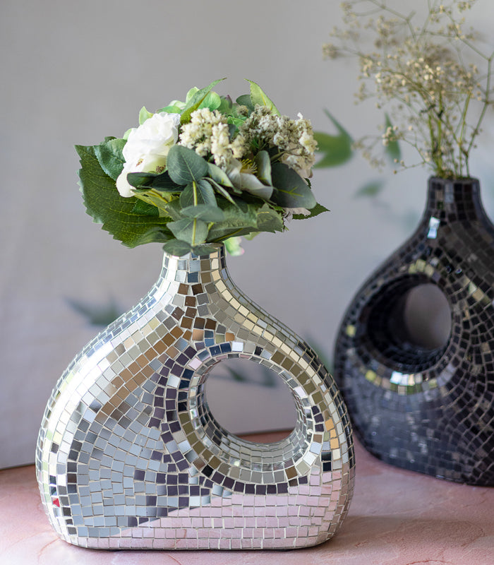 Silver Mirror Montage Vase