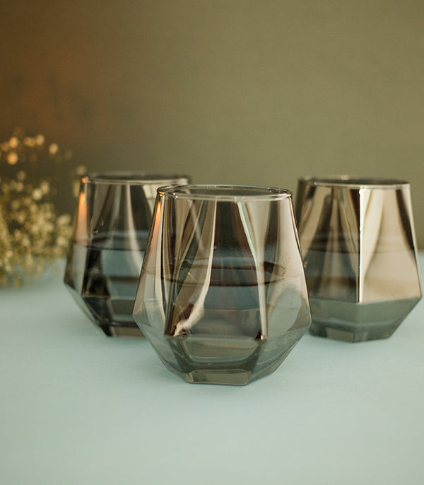 Smoked Edge Glasses- Set of 6