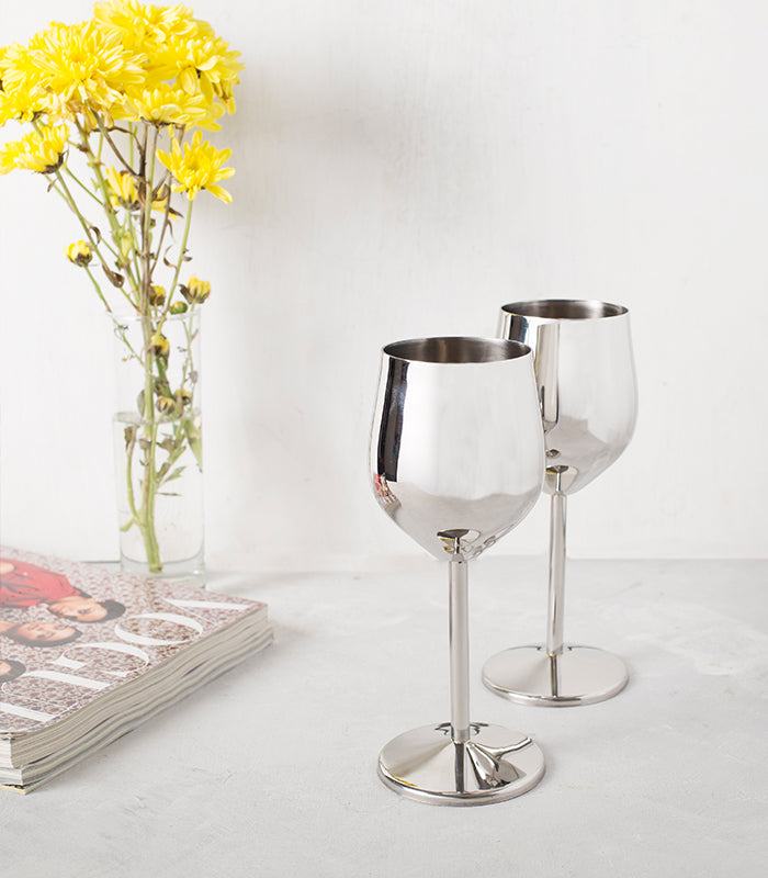 Silver Wine Glasses - Set of 2