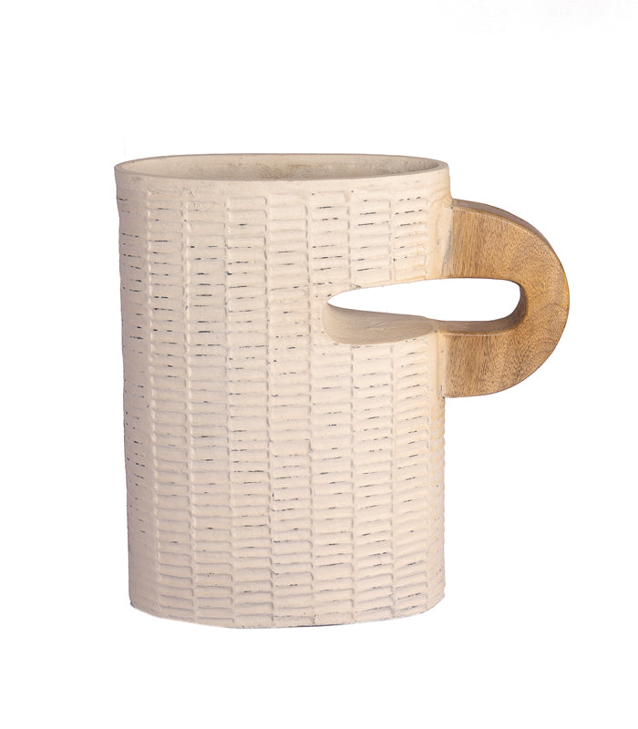 Taupe ribbed Vase Broad