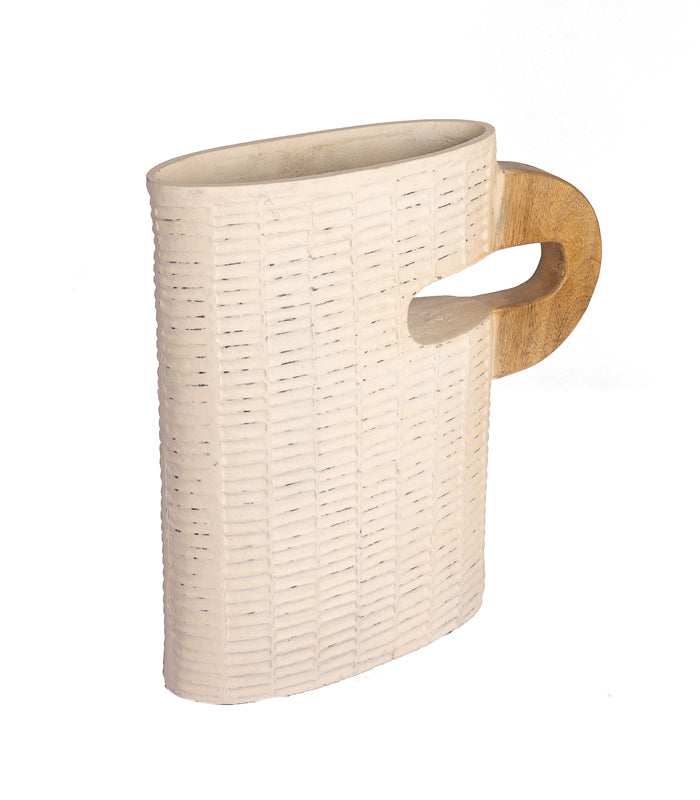 Taupe ribbed Vase Broad