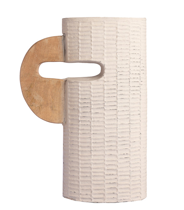 Taupe ribbed Vase Tall