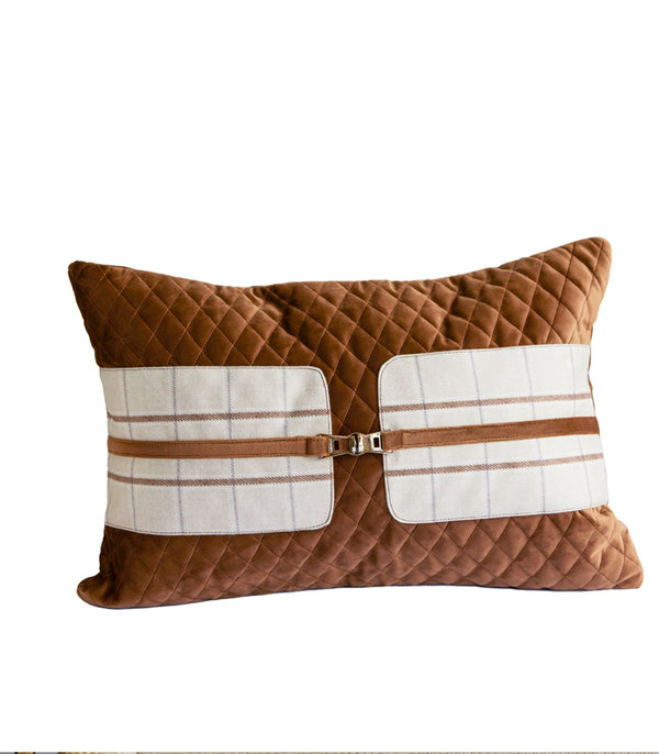 Walnut Plaid Rectangle Cushion Cover