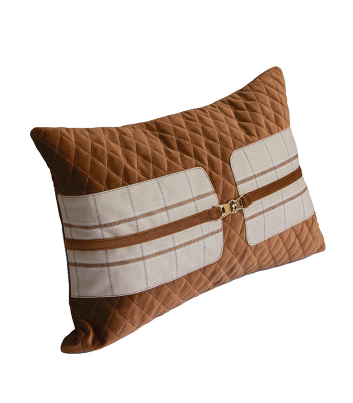 Walnut Plaid Rectangle Cushion Cover
