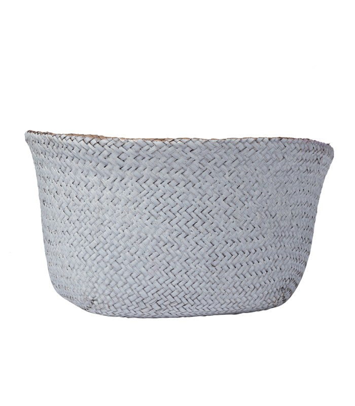 White Cane Planter Cover Basket