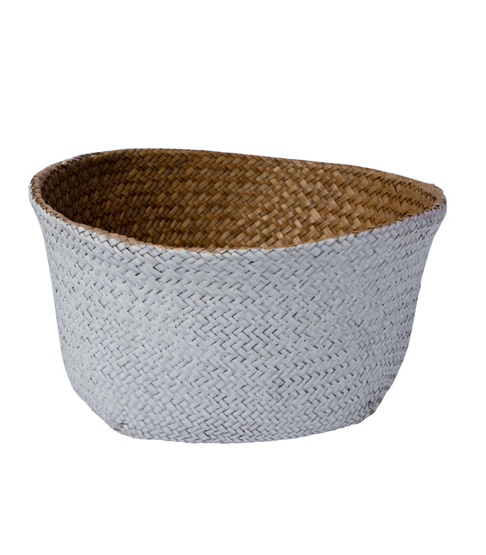 White Cane Planter Cover Basket