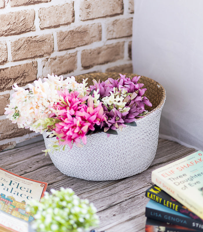 White Cane Planter Cover Basket