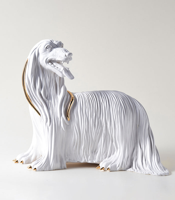 White Hound Sculpture