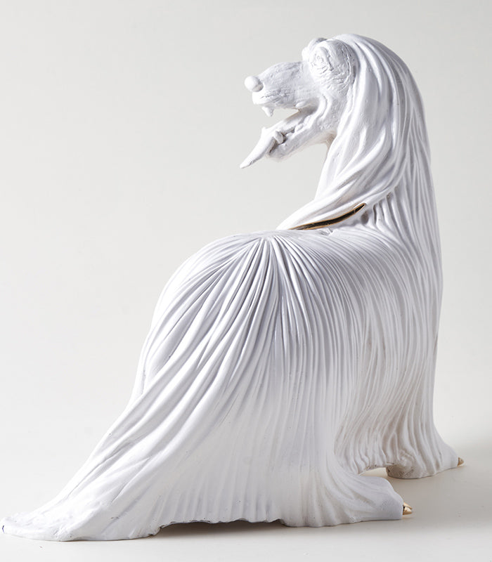 White Hound Sculpture