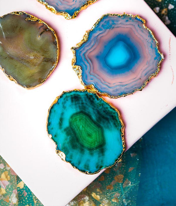 Agate Coaster Set - Turquoise