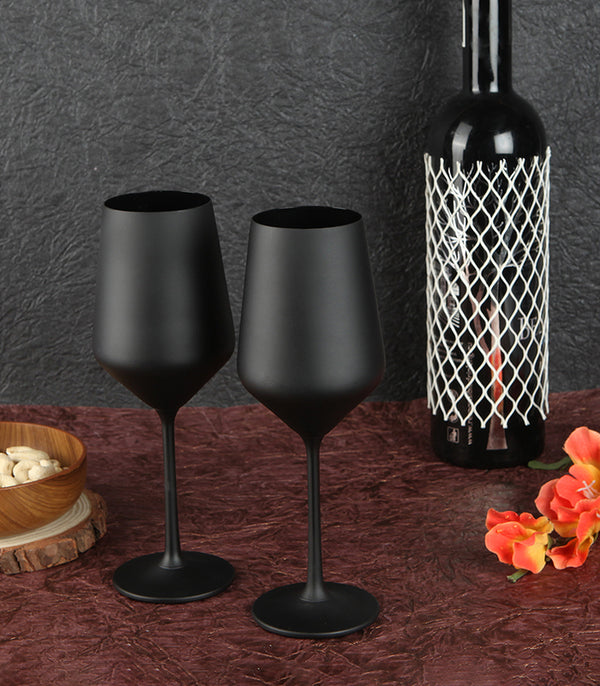 Matte Black Wine Glasses - set of 2